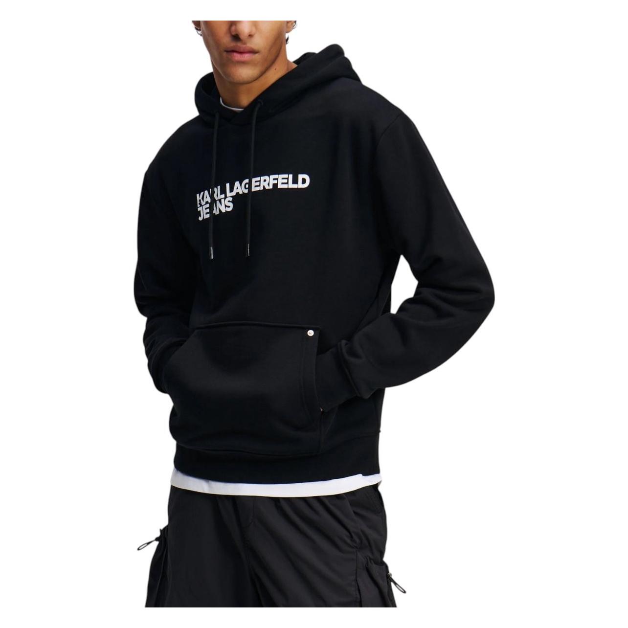 Karl Lagerfeld, Herren, Pullover, Felpa Stampata, Schwarz, (L)