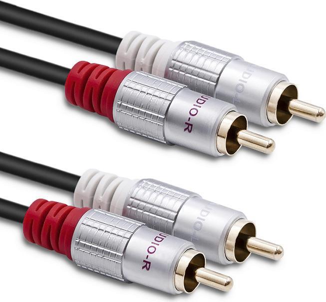 Qoltec 52335, 2 x RCA, Männlich, 2 x RCA, Männlich, 0,5 m, Schwarz (0.50 m)