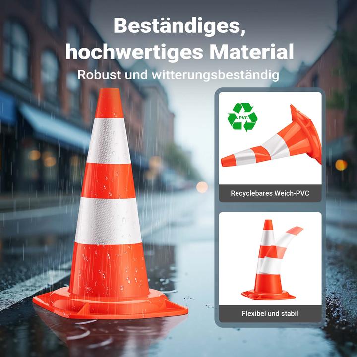 Actual product image Wiltec Verkehrskegel 50cm 8St. Leitkegel Strassen Pylon Warnhütchen Warnkegel PVC