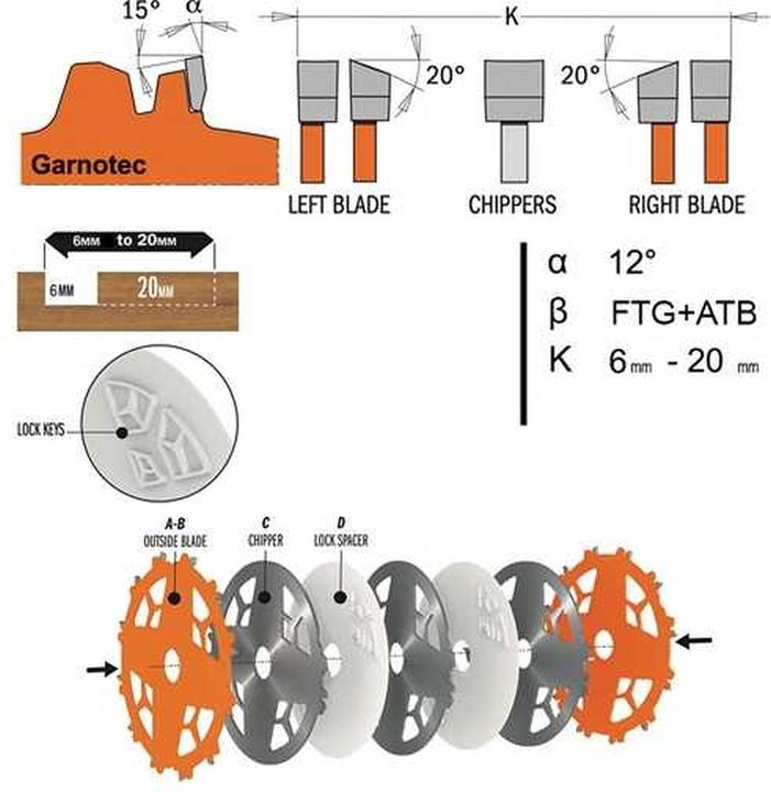 Produktbild CMT 230.312.08M Verstellbare Nutsäge DADO 200 x 30 x 12T