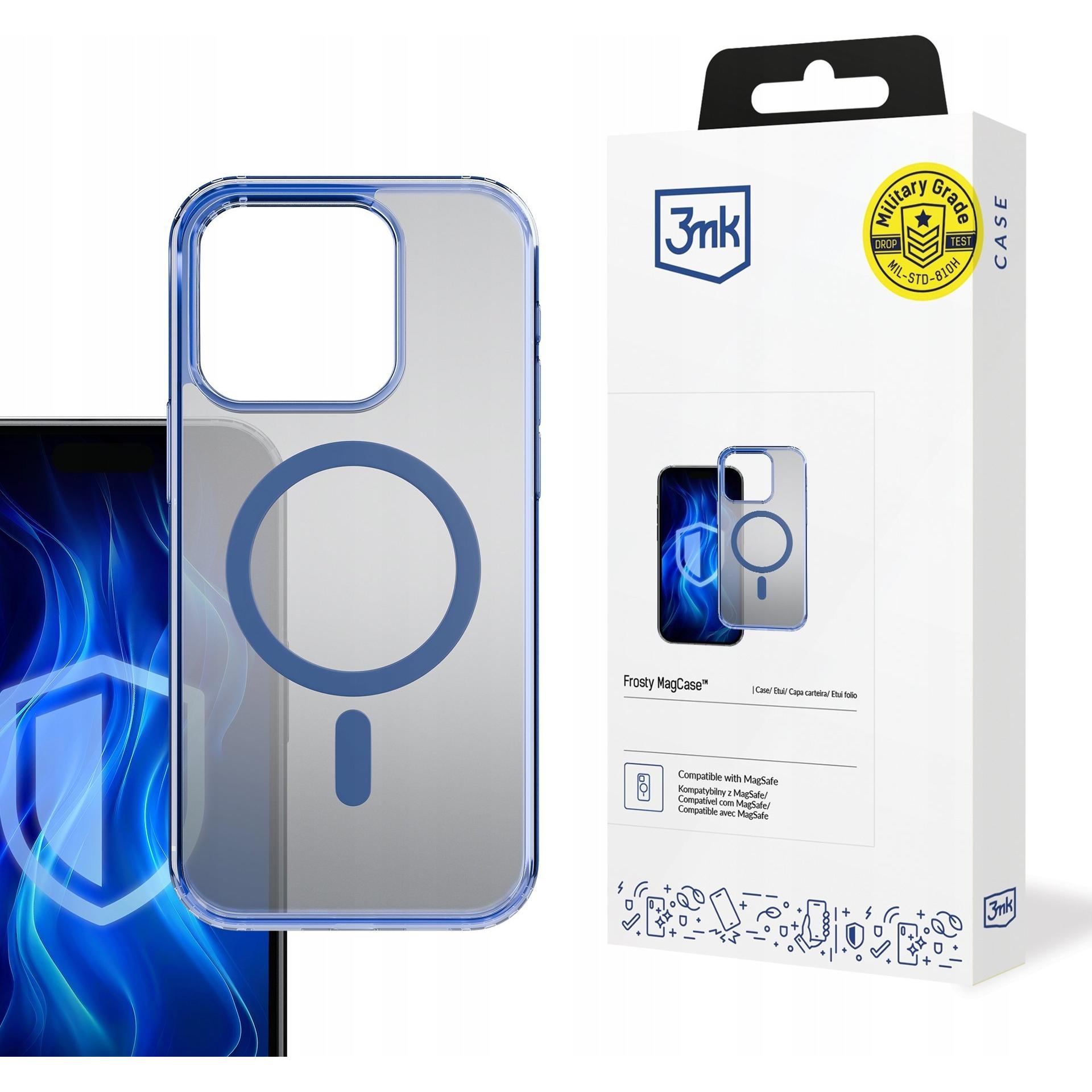3MK Frosty MagCase iPhone 15 Pro niebieski/blue (Apple iPhone 15 Pro), Smartphone Hülle, Blau