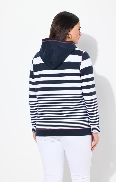 Produktbild Ulla Popken Hoodie, Streifen, Kapuze, Kängurutasche, Langarm (42, 44)