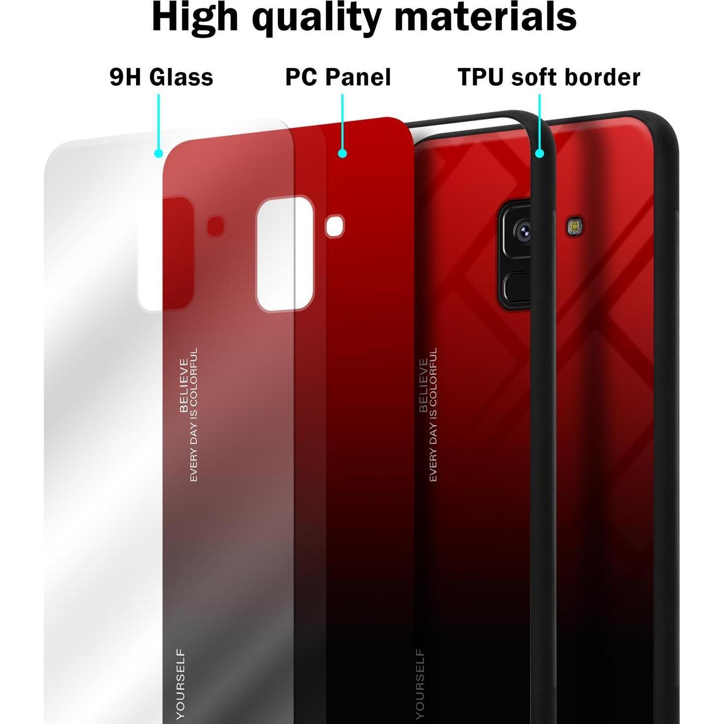 Thumbnail - Cadorabo TPU 2 Farben Glas Cover (Samsung Galaxy A8 (2018)), Smartphone Hülle, Schwarz