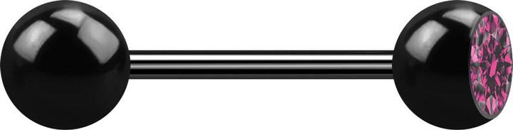 Produktbild Star Piercing Micro Barbell schwarz mit Kugel und Kugeln Kristall pink (ohne Messing, Chirurgenstahl 316L)
