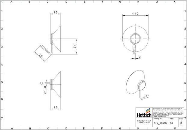 Produktbild Hettich Saughaken 40 mm
