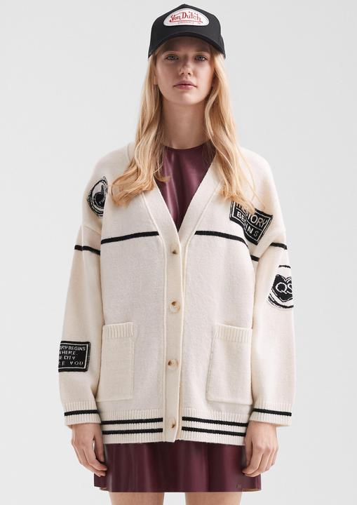 Produktbild s.Oliver Strickjacke Lässige Oversize-Strickjacke mit Patches (L)