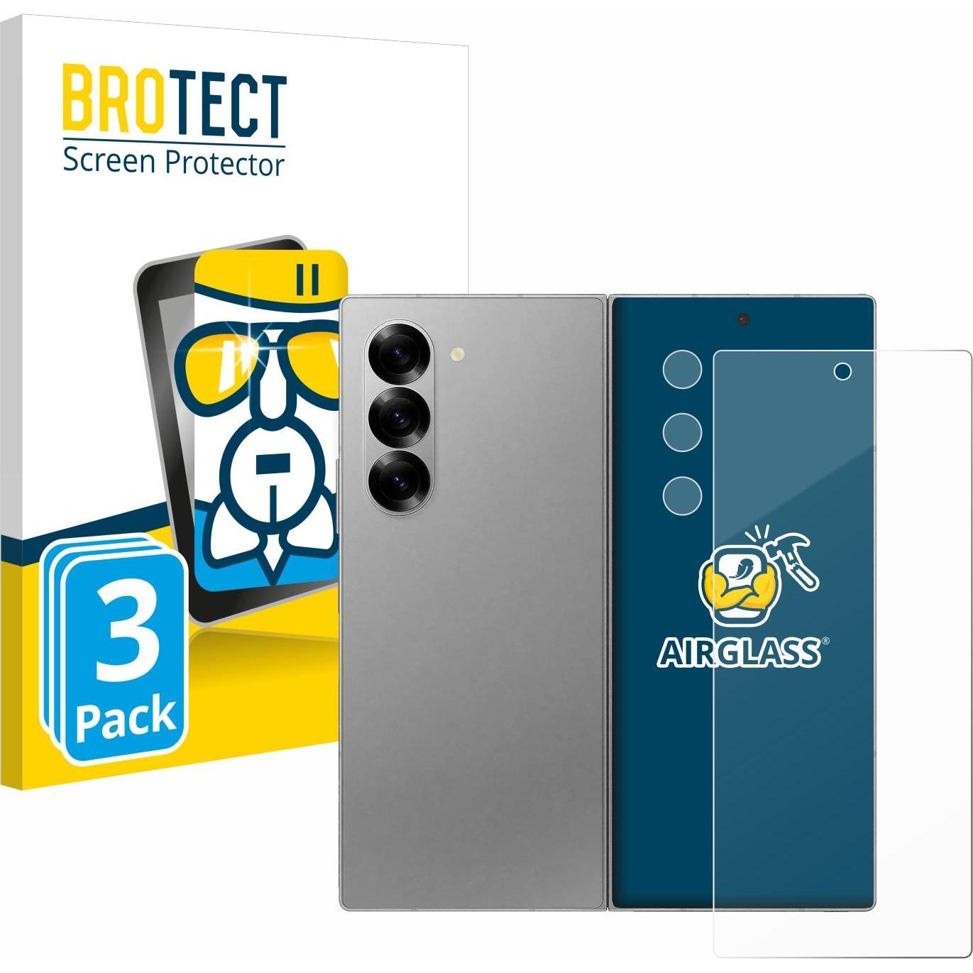 BROTECT Schutzglas Schutzfolie Glas Folie Displayschutz klar (3 Stück, Samsung Galaxy Z), Smartphone Schutzfolie, Transp...