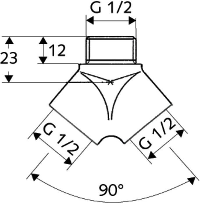 Image du produit Schell Pièce à fourche chromée 1/2pouce 1/2pouce