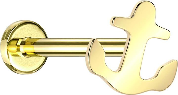 Produktbild Star Piercing Micro Threadless Labret vergoldet Anker vergoldet (ohne Messing, Titan)