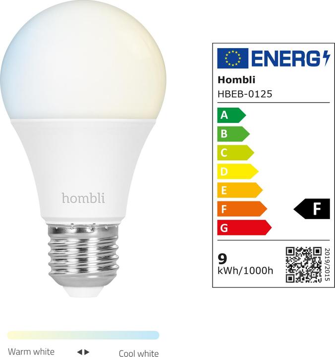 Energie-Label Hombli Smart (E27, 9 W, 800 lm, 2 x, F)