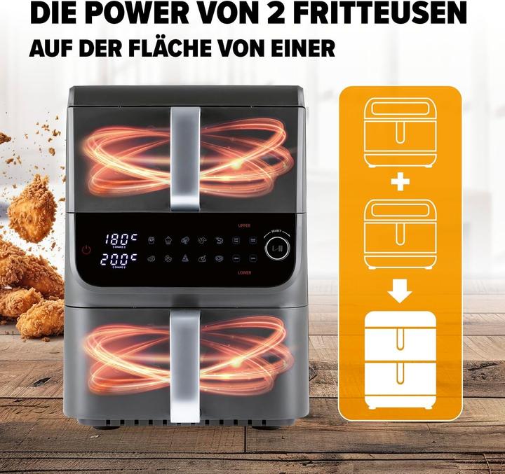 Actual product image Gourmetmaxx FryUp Dual Chamber Air Fryer