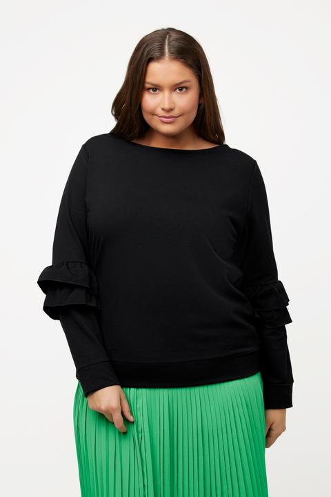 Produktbild Ulla Popken Sweatshirt, Rüschen, V-Ausschnitt, Langarm (50, 52)