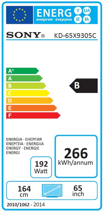 Energy Label Sony Kd-65x9305c (65", LCD, 4K)
