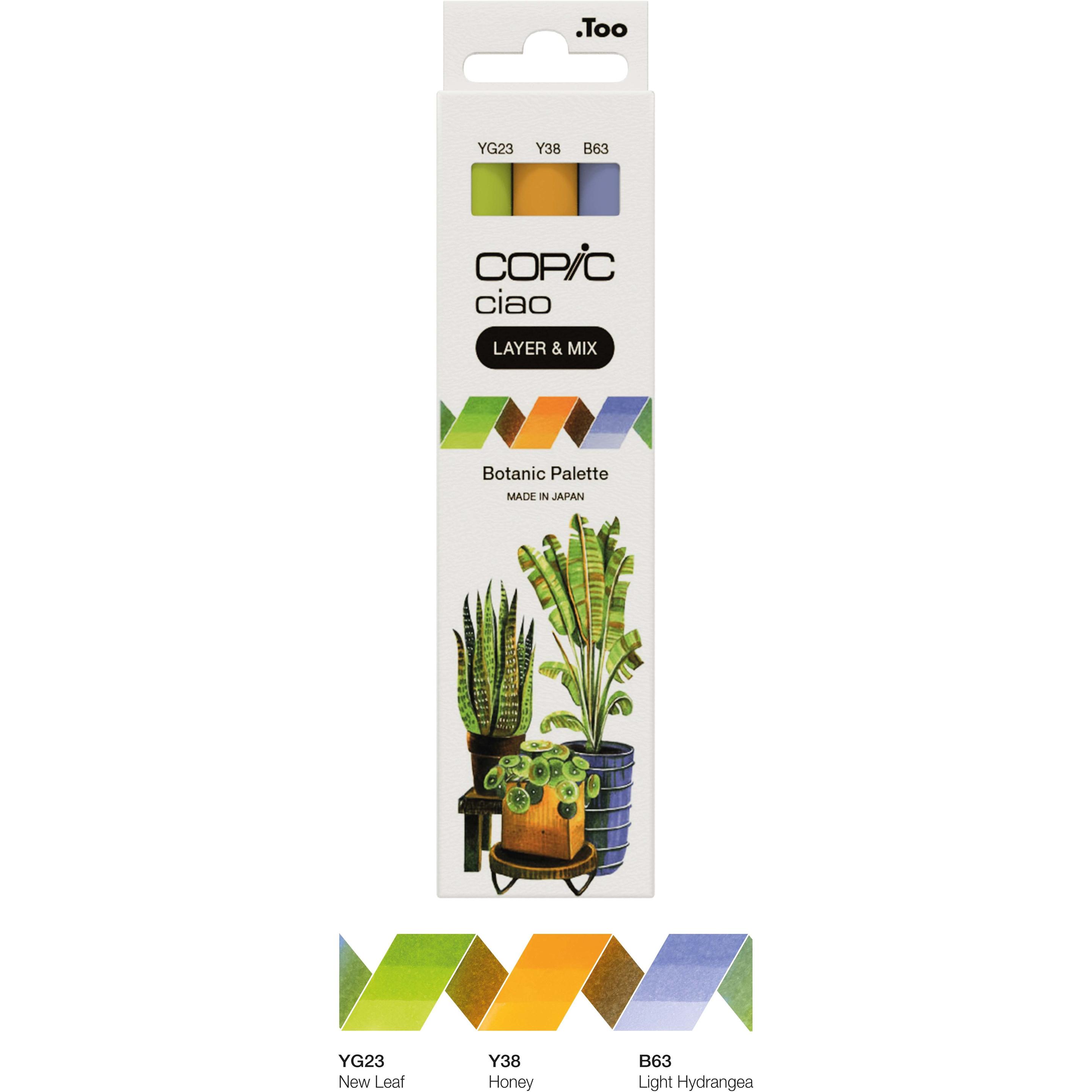 Copic, Marker, CIAO - Marker (Y-38 Honey, YG-23 New Leaf, B-63 Light Hydrangea, 6 mm, 3 x)