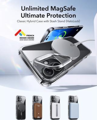 Produktbild ESR Classic Hybrid HaloLock Case mit Stash Stand (Apple iPhone 16)
