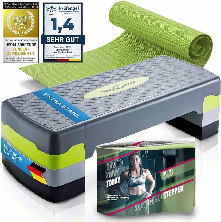 Body & Mind Elite Board - Aerobic Steppbrett mit Anti-Rutsch-Matte