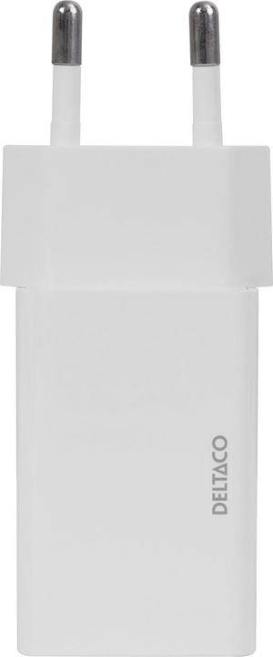 Actual product image Deltaco USB wall charger, 2x USB-A, 2.4 A, total 12 W, white USB-AC174 (12 W, 2 ports)