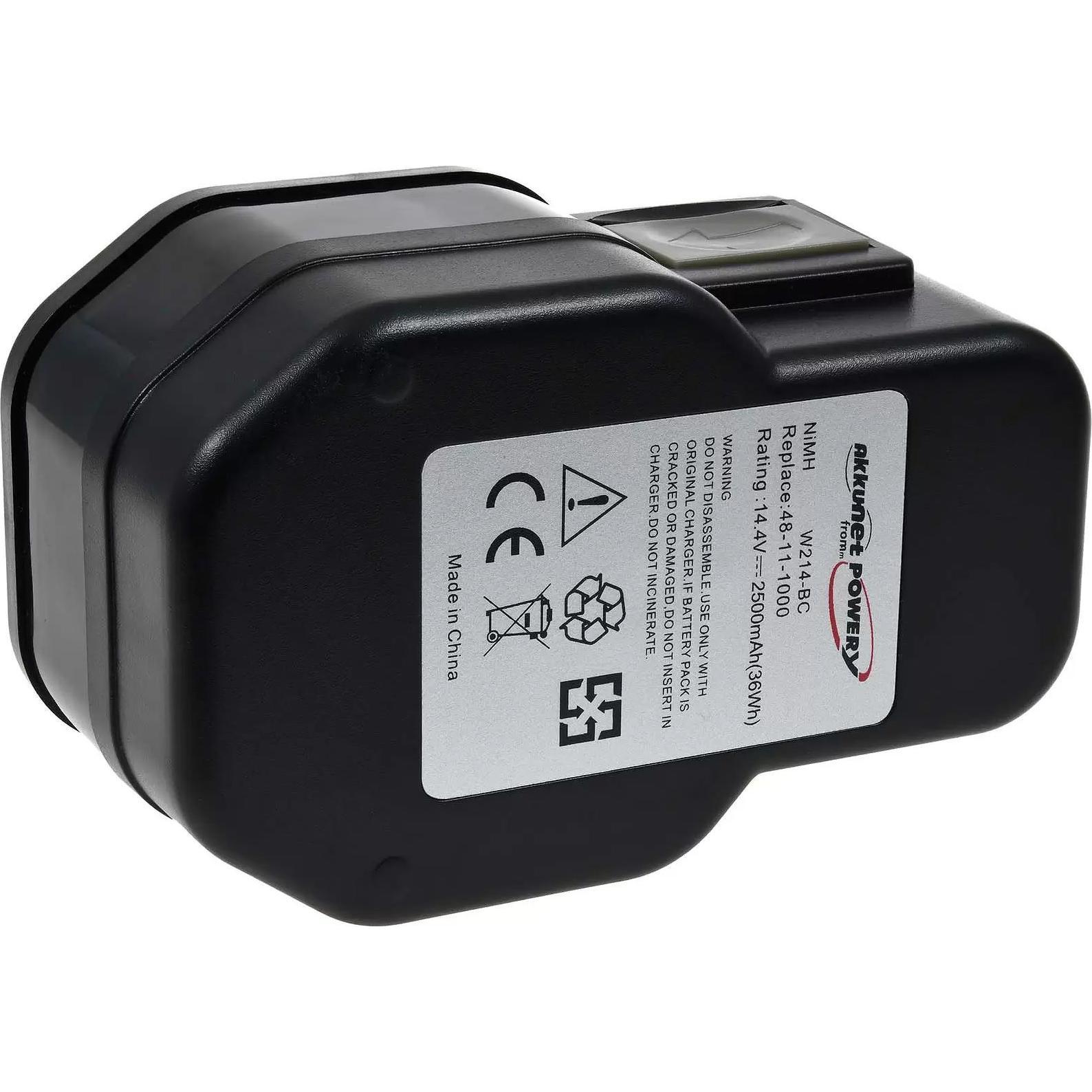 AccuCell, Werkzeugakku + Ladegerät, Akku für Werkzeug Milwaukee B14.4 14,4V 2500mAh (14.4 V)