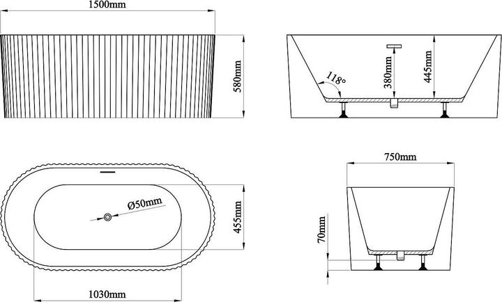 Image du produit Shower Design Aliena (220 l, 150 cm, 75 cm)