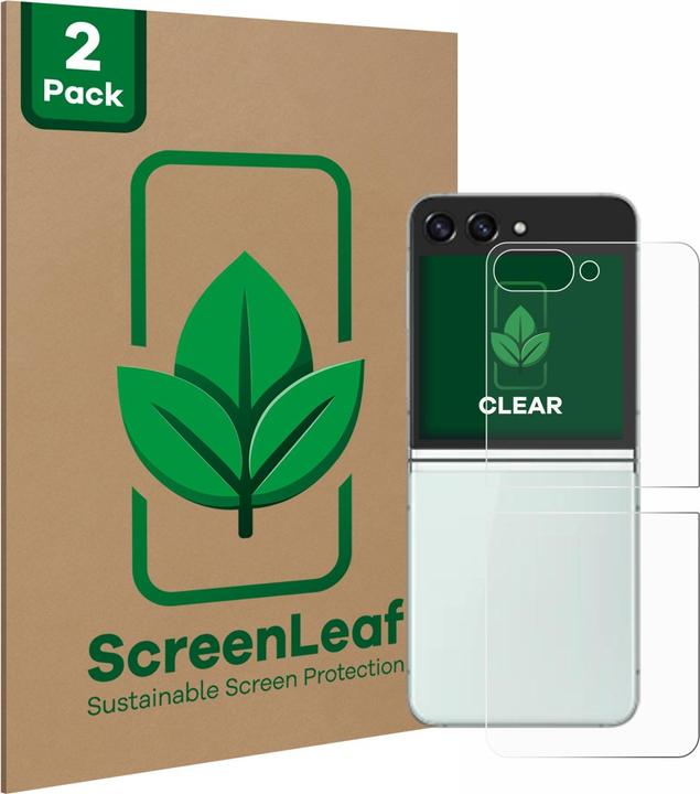 Produktbild ScreenLeaf Schutzfolie nachhaltiger Displayschutz Displayschutzfolie Folie Klar Transparent (2 Stück, Samsung Galaxy Z Flip 5G)