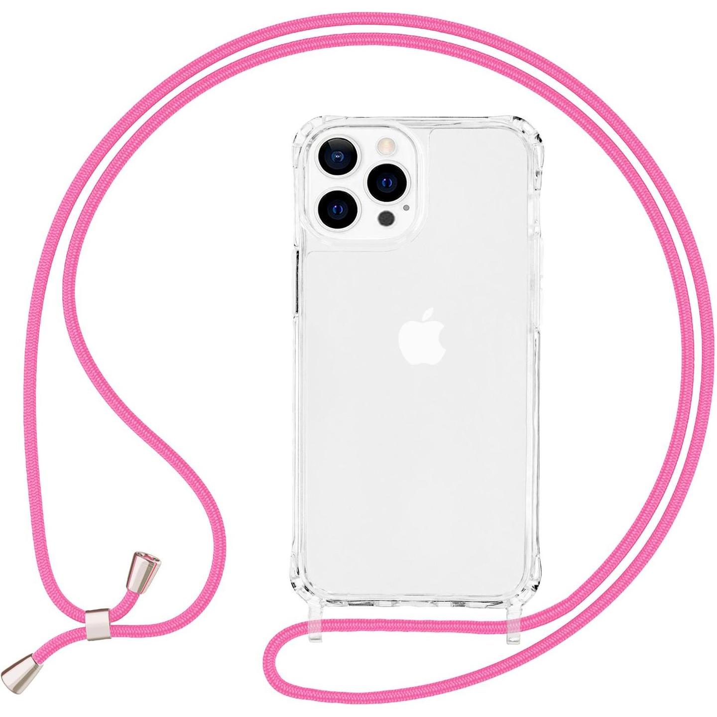 Nalia Klare Hülle mit Kette zum Umhängen, Handykette, Pink