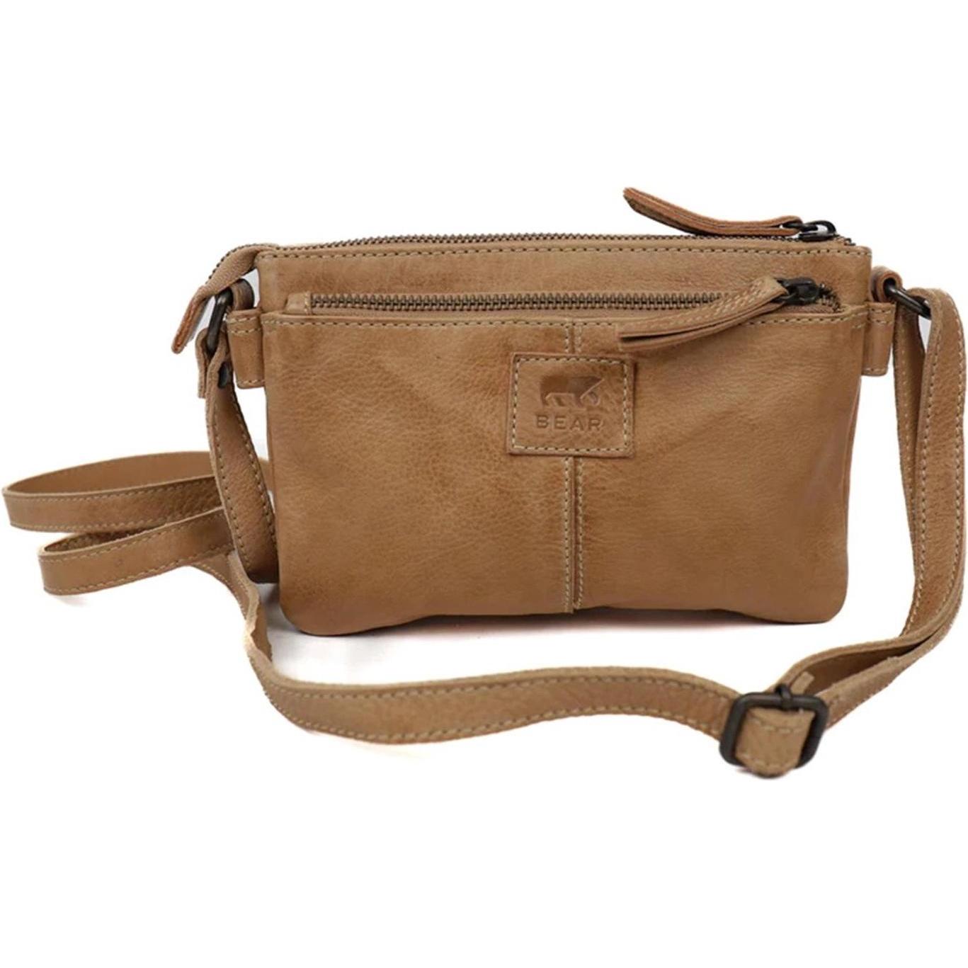 Bear Rock, Donne, Borsetta, BäRende Design Kleiner Crossbodybag / UmhäNgetaschen Damen - Leder - Maithe - Beige, Beige