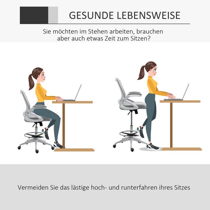 Produktbild Vinsetto Bürostuhl Polyester, Kunststoff Hellgrau (58 - 78 cm)