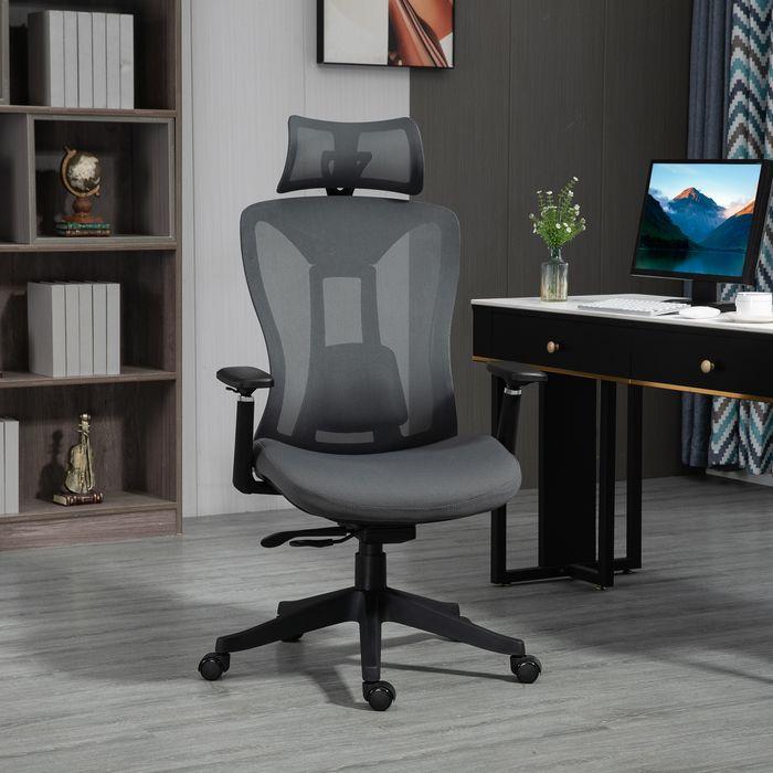 Produktbild Swisshandel24 Bürostuhl, ergonomisch, mit Liegefunktion, Mesh, Grau