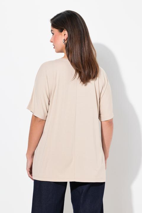 Image du produit Ulla Popken T-shirt oversize à manches courtes, col rond et message imprimé (62)