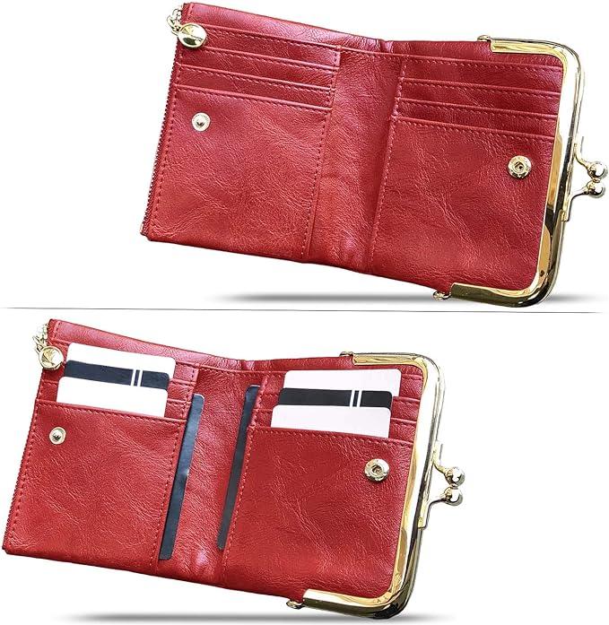 Immagine prodotto Only-Bags.Store Portafoglio corto versatile a tinta unita, frizione vintage, portamonete e porta carte di credito.
