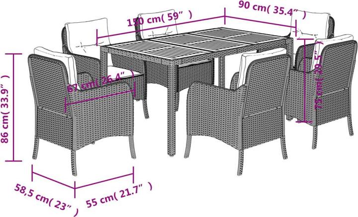 Actual product image vidaXL Garten Essgruppe (150 x 90 x 75 cm)
