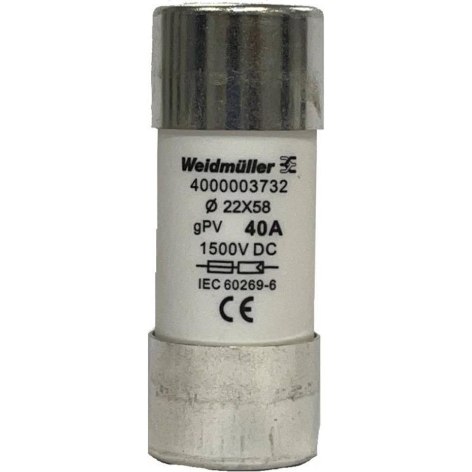Weidmüller, Sicherung, 4000003732 FUSE WSFL 22X58 40A 1K5V GPV Feinsicherung Inhalt 10 St. (Feinsicherung, 40 A)