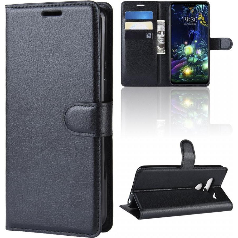 Screenguard LG G8 ThinQ Leather Guard Lederhülle (LG G8 ThinQ), Smartphone Hülle, Schwarz