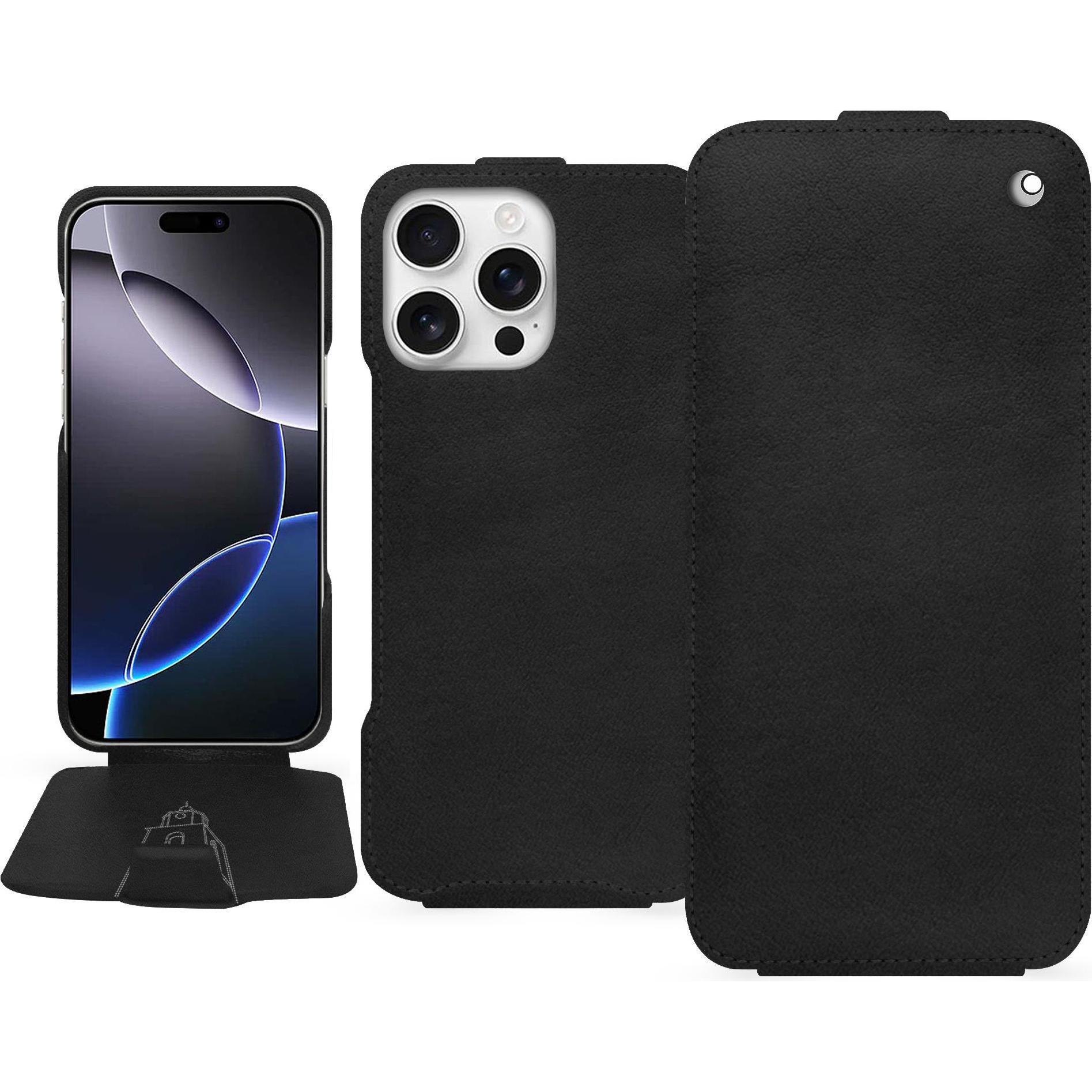 Noreve Lederschutzhülle vertikal (Apple iPhone 16 Pro Max), Smartphone Hülle, Schwarz