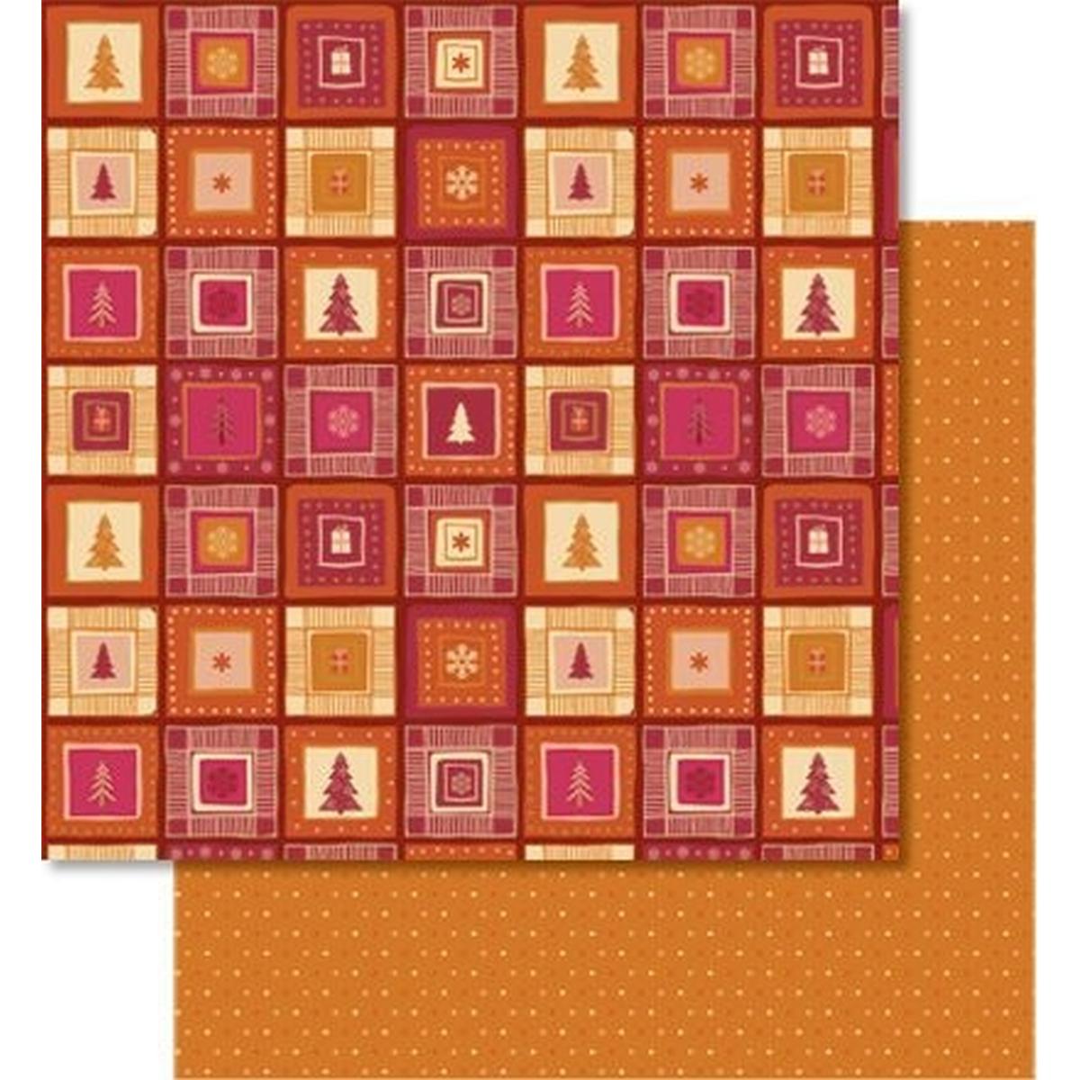 Ursus, Bastelpapier, Scrapbook Paper Winterzauber orange/rot 12x12 Zoll VE=25 Blatt (25 x)