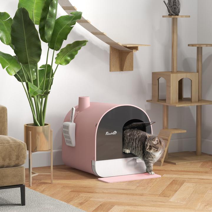 Produktbild PawHut Katzentoilette Kunststoff Rosa (Katzenklo geschlossen)