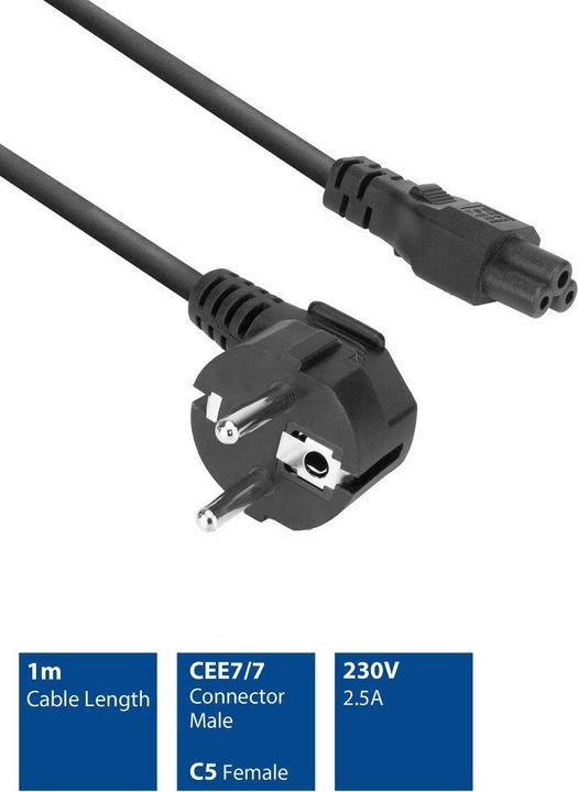 Image du produit Connecteur d'alimentation CEE7/7 mâle (coudé) (1 m, CEE 7/7)