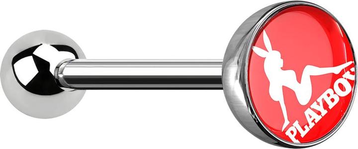 Immagine prodotto Star Piercing Barbell silber mit Kugel und Kugel Playboy rot (senza ottone, Acciaio chirurgico 316L)