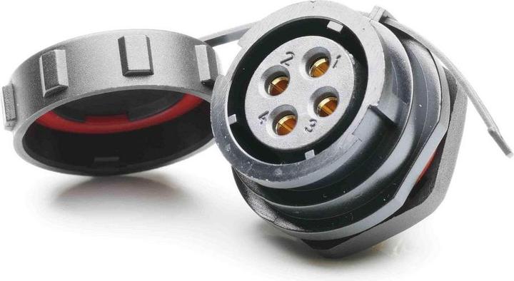 Actual product image RS PRO Circular plug connector socket 4-pin / 30A, for panel mounting, solder connection IP67