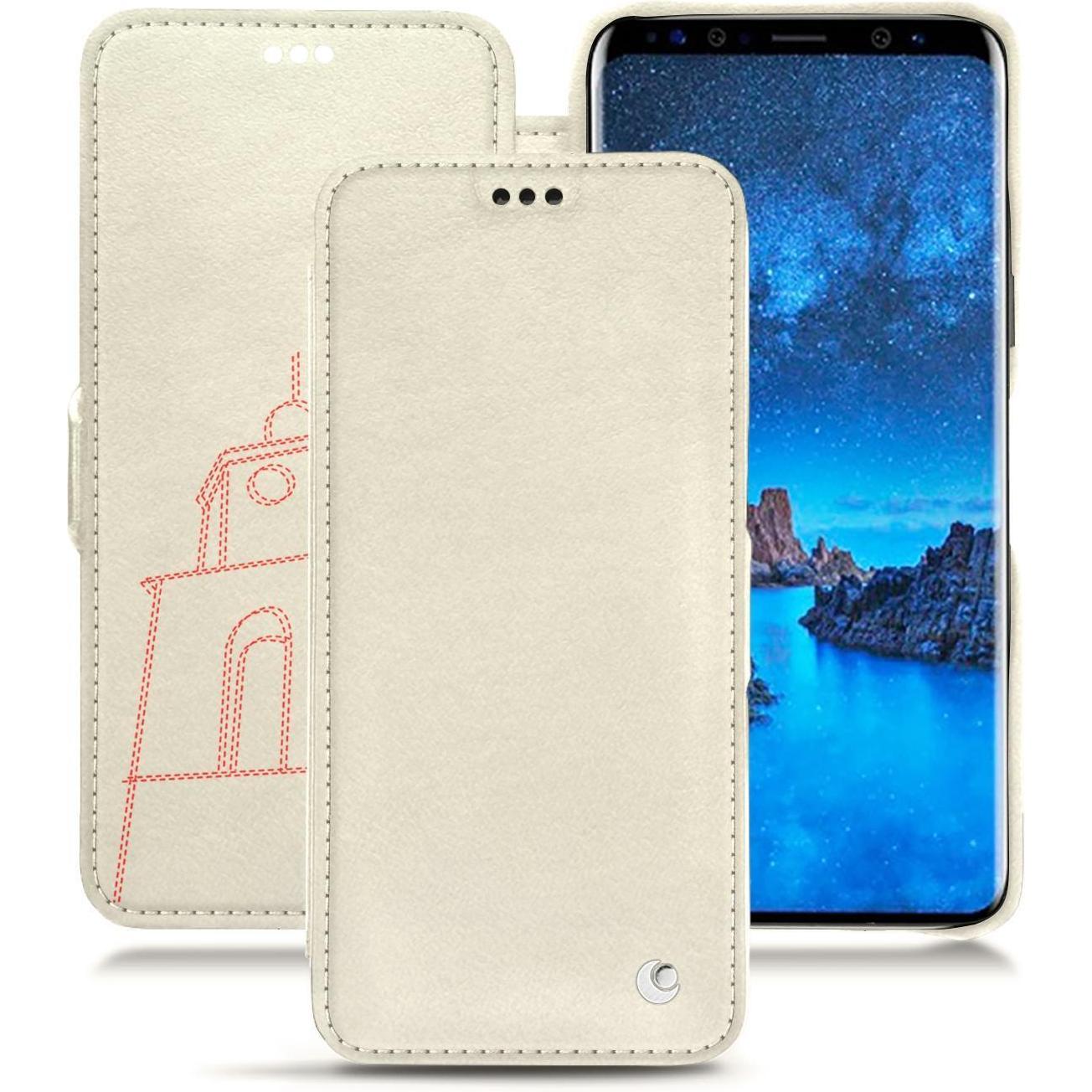 Noreve Lederschutzhülle horizontal (Samsung Galaxy S9), Smartphone Hülle, Weiss