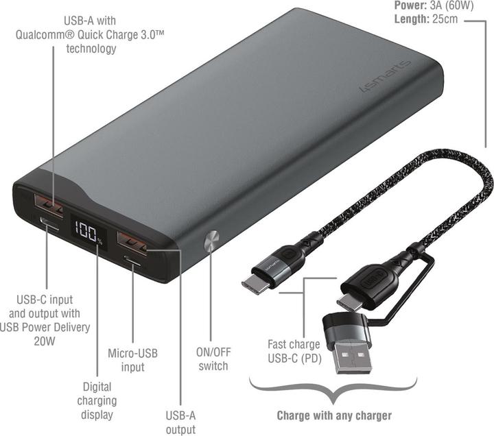 Productafbeelding 4smarts VoltHub Pro (10000 mAh, 22.50 W, 37 Wh)