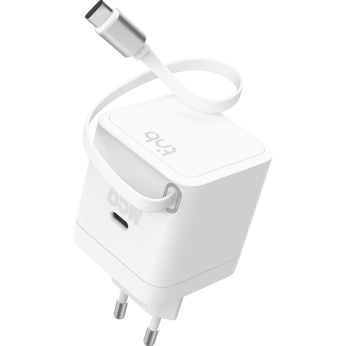 T'nB Chargeur Secteur Gan 1x USB-C 65w Avec Câble (Blanc) (65 W), Caricatore USB, Bianco