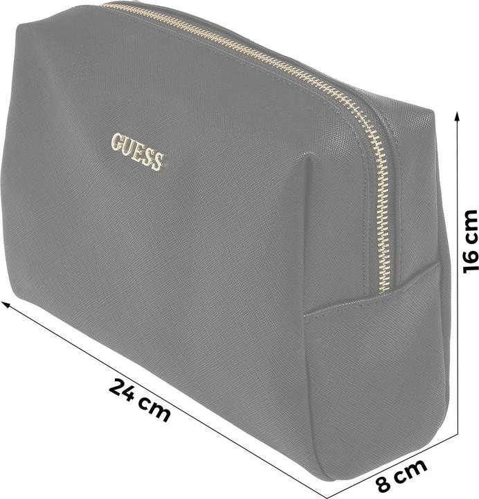 Image du produit Guess Trousse de toilette en cuir synthétique Saffiano Vanilla Noir pour femmes 23 x 17 x 8 cm