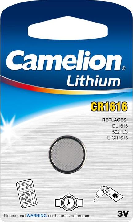 Produktbild Camelion 13001161 Lithium Knopfzellen 3 Volt CR1616/ 1 Stück (1 Stk., CR1616, 50 mAh)