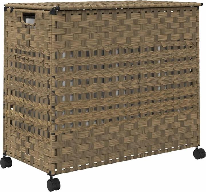 Produktbild vidaXL Wäschekorb mit Rollen 66x35x60 cm Rattan,Material: Rattan