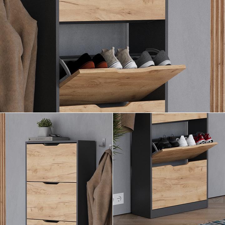 Produktbild Vicco Schuhkipper Luca, Anthrazit/Goldkraft Eiche, 22 x 169 cm mit 5 Fächern