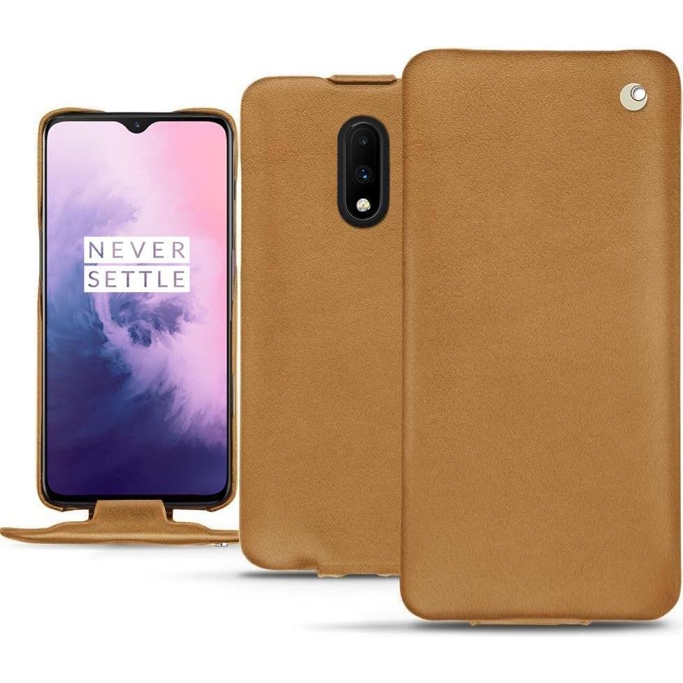 Noreve Lederschutzhülle vertikal (OnePlus 7), Smartphone Hülle, Braun