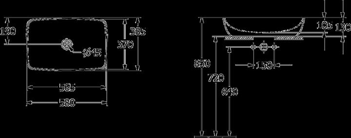 Immagine prodotto Villeroy & Boch Lavabo da appoggio Artis 58 cm quadrato in pietra bianca con rivestimento 417258RW (380 mm, 580 mm)