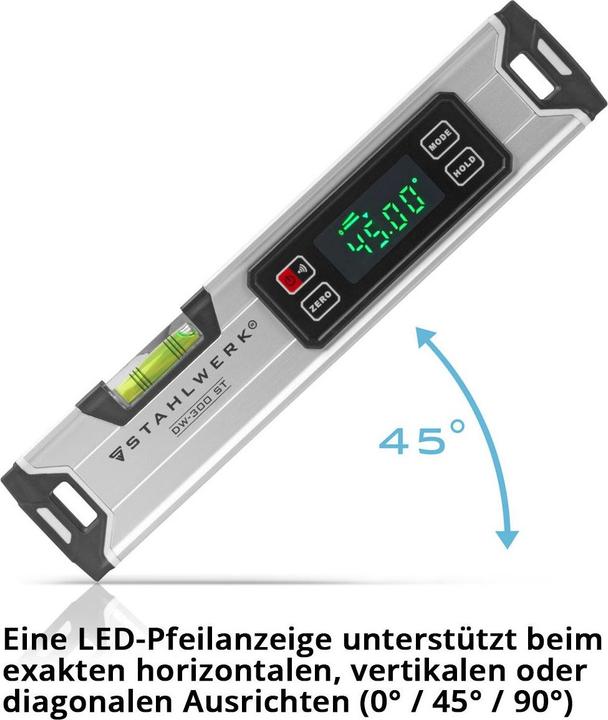 Actual product image Stahlwerk Digital spirit level DW-300 ST made of aluminium with 300 mm length (30 cm)