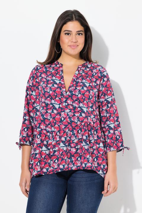Produktbild Ulla Popken Bluse, Fische, A-Linie, V-Ausschnitt, 3/4-Arm (62)